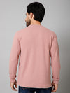 Cantabil Solid Pink Full Sleeves Round Neck Regular Fit Casual Sweatshirt for Mens