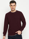 Cantabil Self Design Wine Full Sleeves Round Neck Regular Fit Casual Sweatshirt for Men