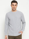 Cantabil Solid Grey Full Sleeves Round Neck Regular Fit Casual Sweatshirt for Men