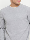 Cantabil Solid Grey Full Sleeves Round Neck Regular Fit Casual Sweatshirt for Men