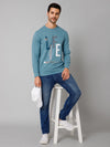 Cantabil Men Blue Typographic Printed Full Sleeves Round Neck Casual T-Shirt
