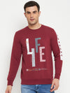 Cantabil Typography Printed Pink Full Sleeves Round Neck Regular Fit Casual Sweatshirt for Men
