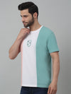 Cantabil Pink Color-Block Round Neck Half Sleeve T-shirt For Men