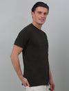 Cantabil Olive Green Printed Round Neck Half Sleeve T-shirt For Men