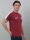 Cantabil Maroon Printed Round Neck Half Sleeve T-shirt For Men