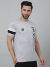 Cantabil Grey Printed Round Neck Half Sleeve T-shirt For Men