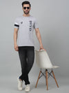 Cantabil Grey Printed Round Neck Half Sleeve T-shirt For Men