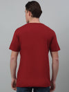 Cantabil Red Printed Round Neck Half Sleeve T-shirt For Men