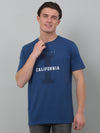 Cantabil Royal Blue Printed Round Neck Half Sleeve T-shirt For Men