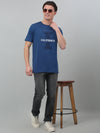 Cantabil Royal Blue Printed Round Neck Half Sleeve T-shirt For Men