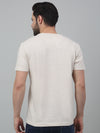 Cantabil Cream Solid Round Neck Half Sleeve T-shirt For Men