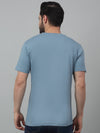 Cantabil Teal Blue Printed Round Neck Half Sleeve T-shirt For Men