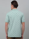 Cantabil Green Printed Polo Neck Half Sleeve T-shirt For Men