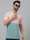 Cantabil Aqua Color-Block Polo Neck Half Sleeve T-shirt For Men