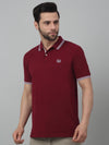 Cantabil Maroon Solid Polo Neck Half Sleeve T-shirt For Men