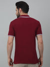 Cantabil Maroon Solid Polo Neck Half Sleeve T-shirt For Men
