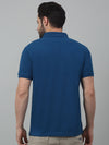 Cantabil Blue Solid Polo Neck Half Sleeve T-shirt For Men