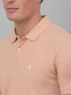 Cantabil Beige Solid Polo Neck Half Sleeve T-shirt For Men