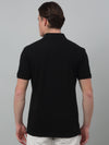 Cantabil Black Solid Polo Neck Half Sleeve T-shirt For Men