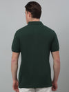 Cantabil Dark Green Solid Polo Neck Half Sleeve T-shirt For Men