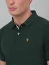Cantabil Dark Green Solid Polo Neck Half Sleeve T-shirt For Men