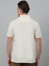 Cantabil Off White Solid Polo Neck Half Sleeve T-shirt For Men