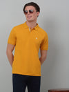 Cantabil Mustard Solid Polo Neck Half Sleeve T-shirt For Men