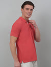 Cantabil Pink Solid Polo Neck Half Sleeve T-shirt For Men