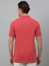 Cantabil Pink Solid Polo Neck Half Sleeve T-shirt For Men