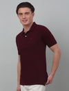 Cantabil Wine Solid Polo Neck Half Sleeve T-shirt For Men