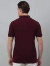 Cantabil Wine Solid Polo Neck Half Sleeve T-shirt For Men