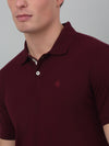 Cantabil Wine Solid Polo Neck Half Sleeve T-shirt For Men