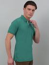 Cantabil Green Solid Polo Neck Half Sleeve T-shirt For Men