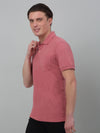 Cantabil Pink Solid Polo Neck Half Sleeve T-shirt For Men