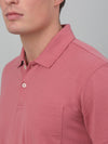 Cantabil Pink Solid Polo Neck Half Sleeve T-shirt For Men