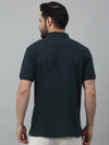 Cantabil Teal Blue Solid Polo Neck Half Sleeve T-shirt For Men