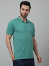Cantabil Green Solid Polo Neck Half Sleeve T-shirt For Men
