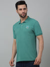 Cantabil Green Solid Polo Neck Half Sleeve T-shirt For Men