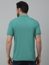 Cantabil Green Solid Polo Neck Half Sleeve T-shirt For Men