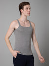 Cantabil Mens Pack of 2 Grey Melange Cotton Gym Vest