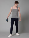 Cantabil Mens Pack of 2 Grey Melange Cotton Gym Vest