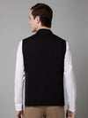 Cantabil Men Black Self Design Formal Band Collar Sleeveless Waist Coat