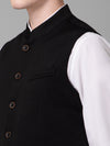 Cantabil Men Black Self Design Formal Band Collar Sleeveless Waist Coat