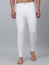 Cantabil Solid Non Pleated Regular Fit Mid Rise Off White Thermal Bottom For Men