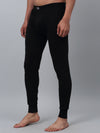 Cantabil Solid Non Pleated Regular Fit Mid Rise Black Thermal Bottom For Men