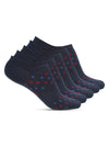 Cantabil Men Navy Blue Set of 5 Pairs Printed No Show Socks