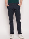 Cantabil Men Navy Blue Cotton Blend Checkered Regular Fit Casual Trouser (7057756029067)