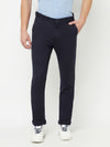 Cantabil Men Navy Blue Cotton Blend Solid Regular Fit Casual Trouser (6827906039947)