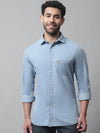 Cantabil Cotton Solid Blue Full Sleeve Casual Shirt for Men with Pocket (7070326554763)
