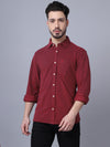 Cantabil Cotton Self Design Maroon Full Sleeve Regular Fit Casual Shirt for Men with Pocket (7053778583691)